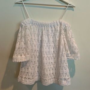 ALC white cotton off shoulder eyelet top blouse 4